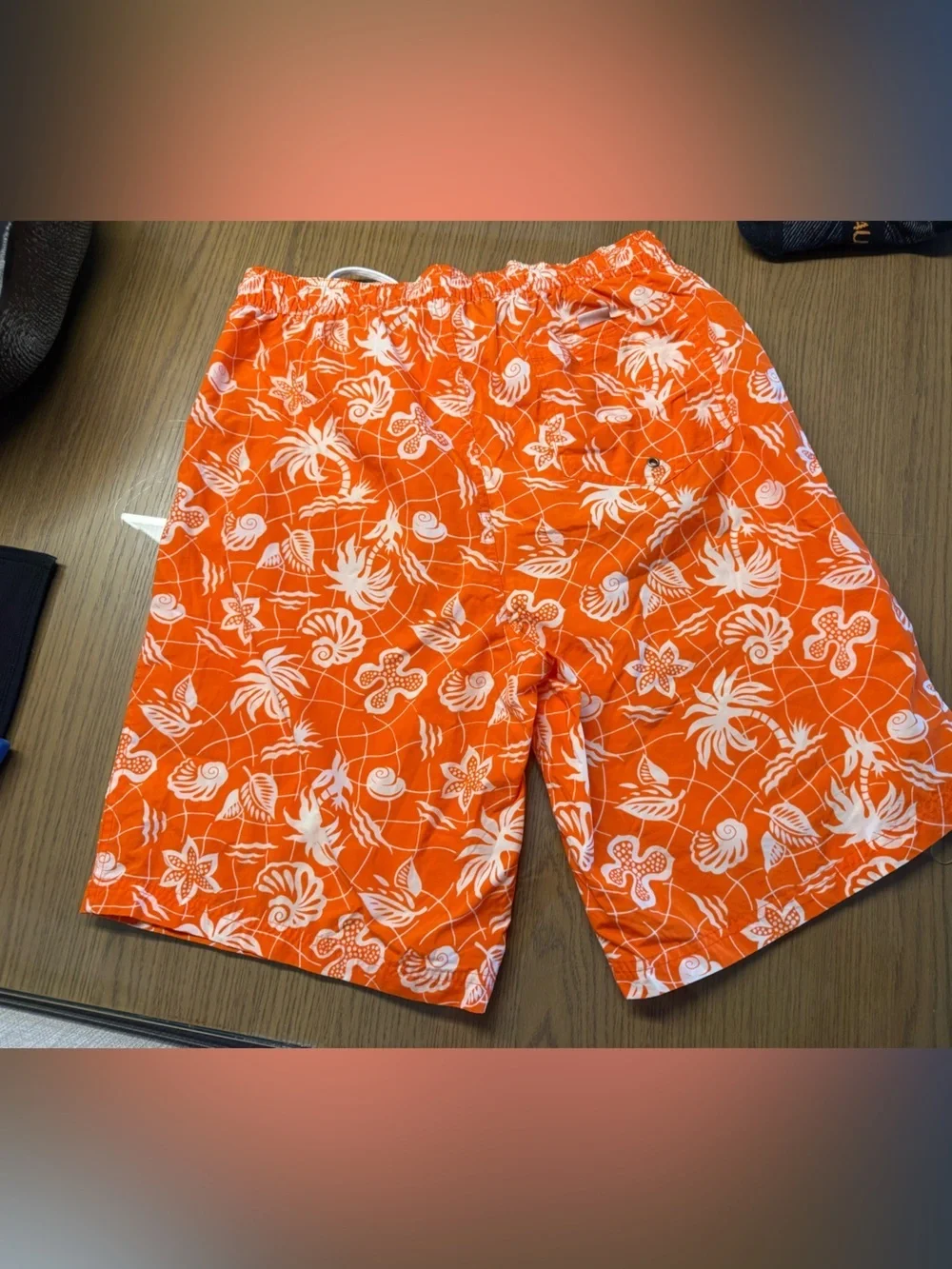 POLO SPORT Ralph Lauren Swim Trunks XL Orange Tropical Print Board Shorts VTG